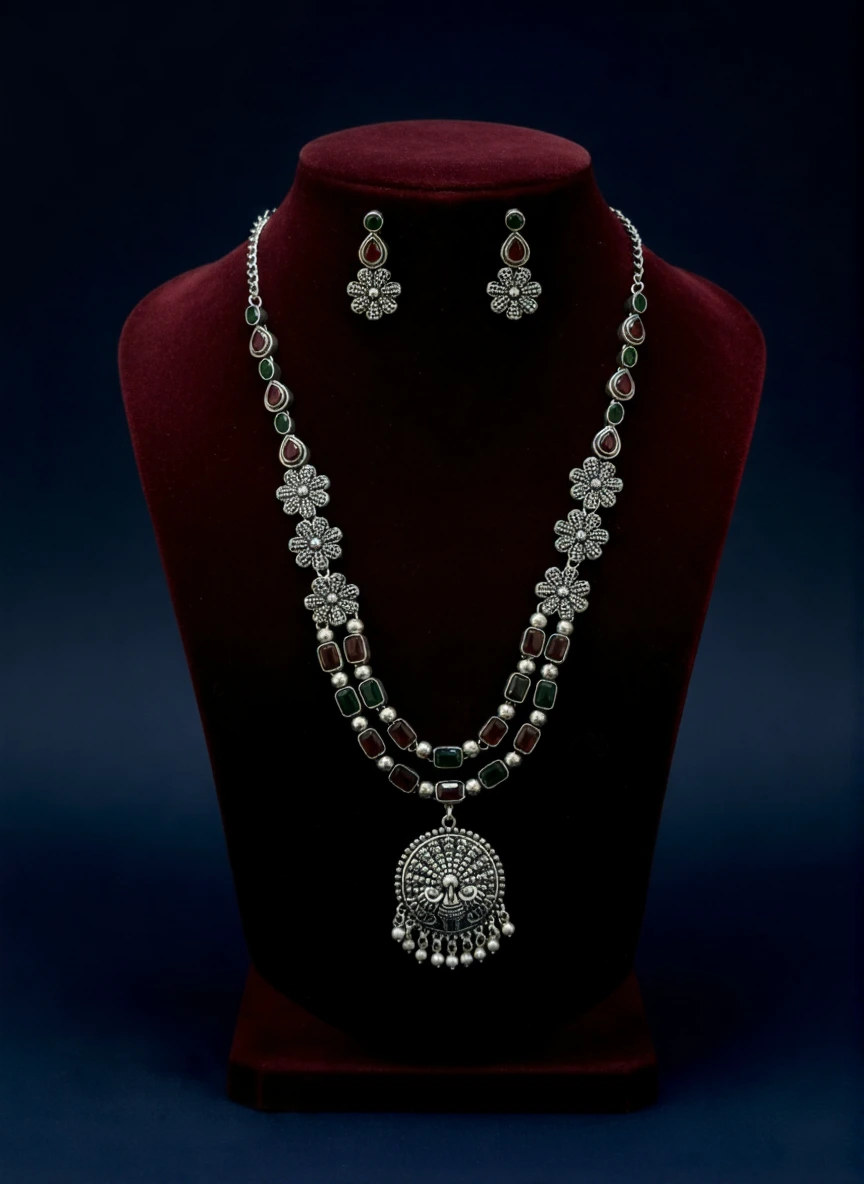 1b056782-77c9-4994-b174-29e19c843a9b.webp অক্সিডাইজড ফ্লোরাল (toned necklace set) - Image 1